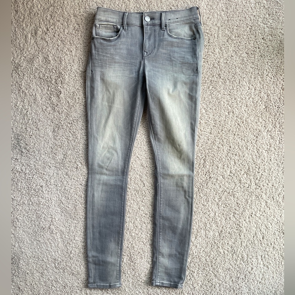 Express Light Gray Silver Denim Skinny Stretch Mid Rise Legging Jeans Size 2